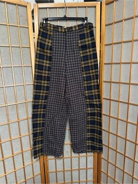 Urban Outfitters Mixed Plaid Pants in Gray, Yellow & Blue